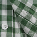 Camisa masculina verde verificada com mangas curtas